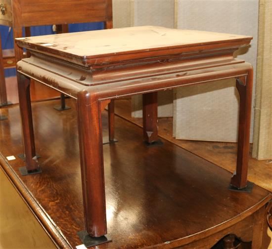A Chinese hardwood leather topped coffee table, W.62cm